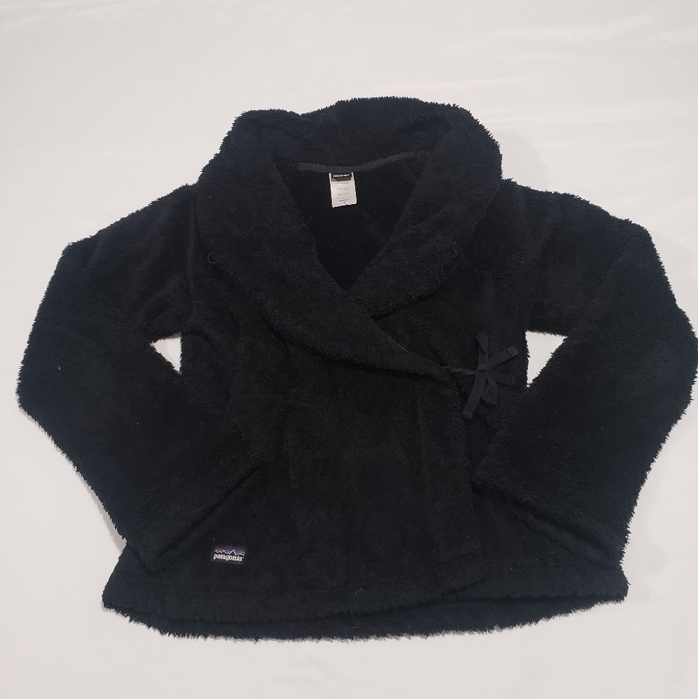 Patagonia Black Teddy Bear Fleece Wrap Cardigan